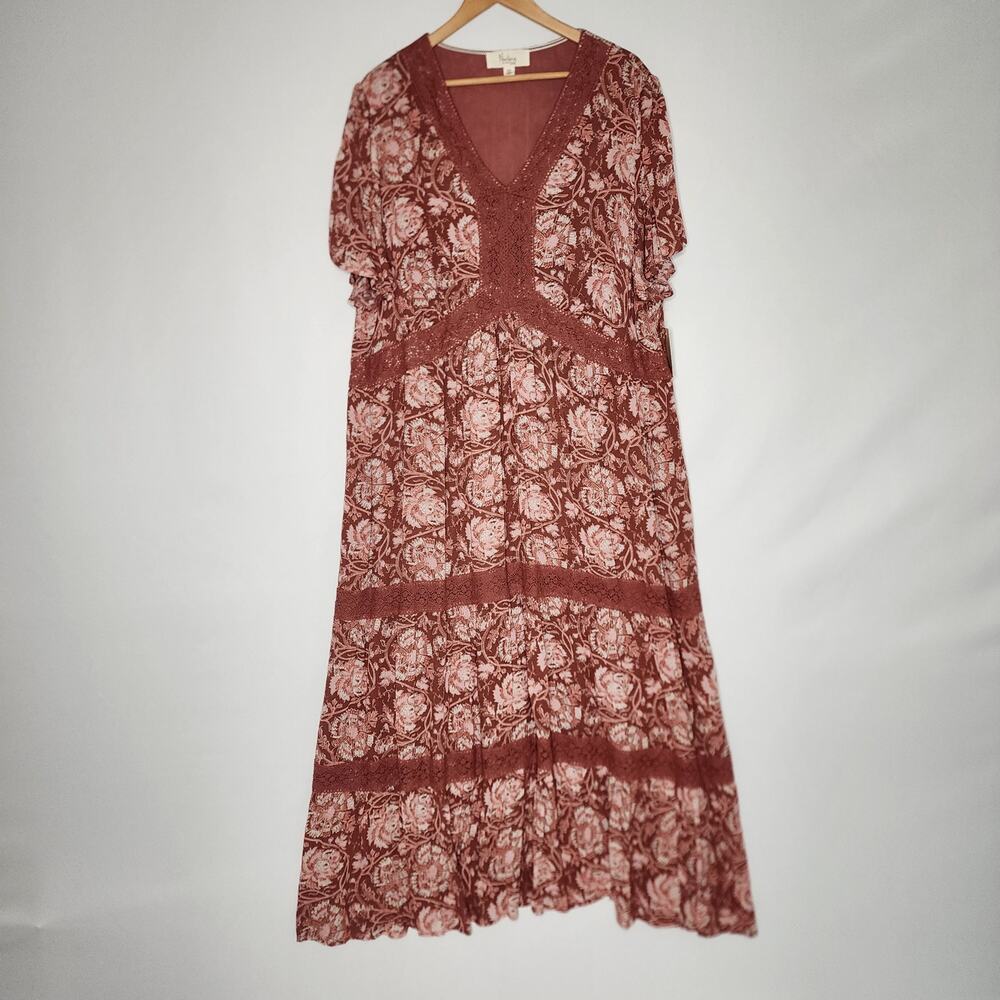 Boho Pink Floral Lace Maxi Dress Nurture Women's Size 2X